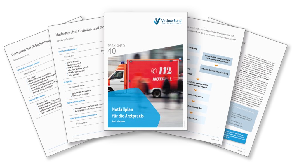 Vorschauansicht der Praxisinfo "Notfallpläne und Unterweisungen"